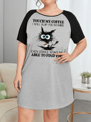  Cat Print Short Sleeve Tee Sleep Dress