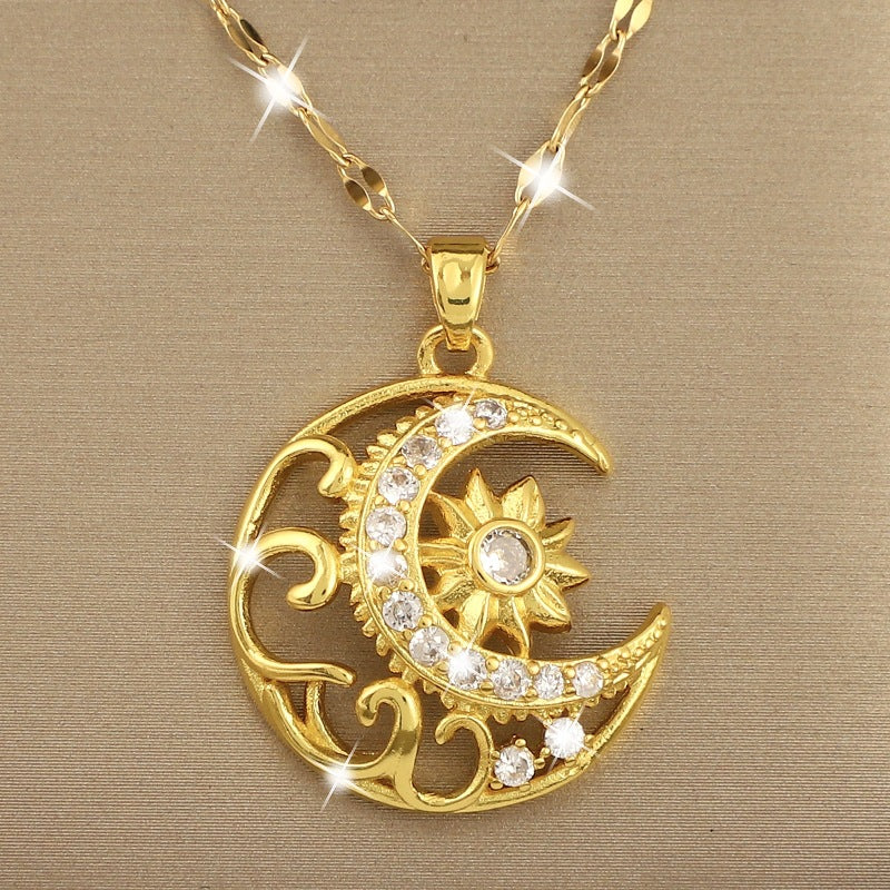 Girl's Sun Moon Star Necklace Light Jewelry for Friends