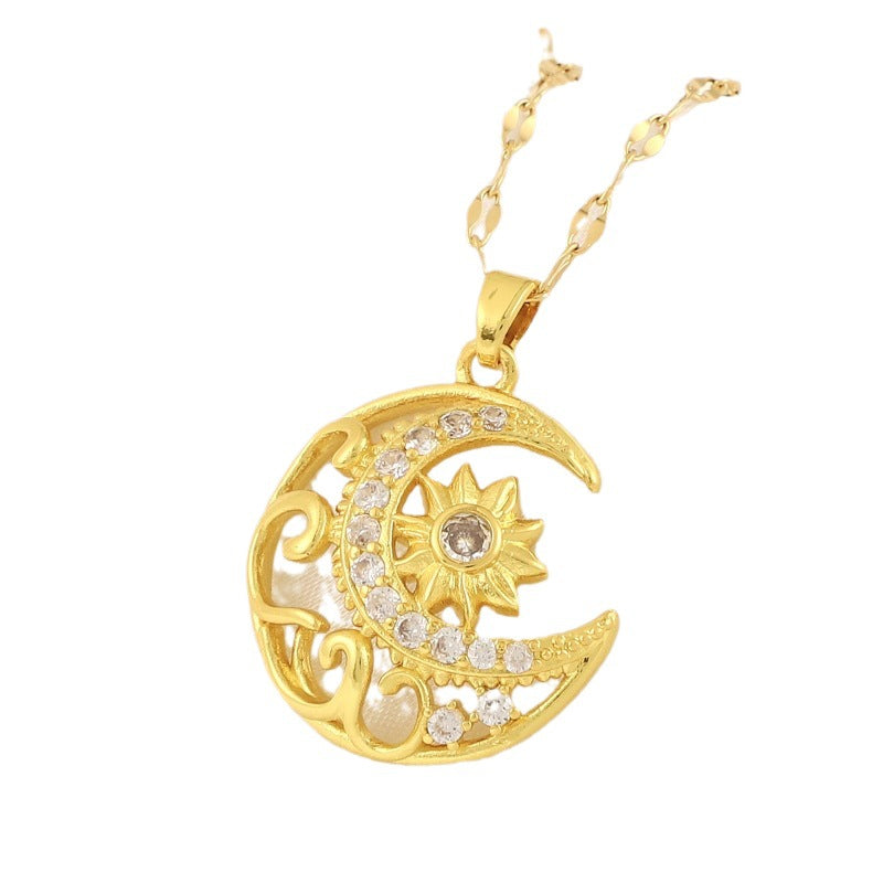 Girl's Sun Moon Star Necklace Light Jewelry for Friends