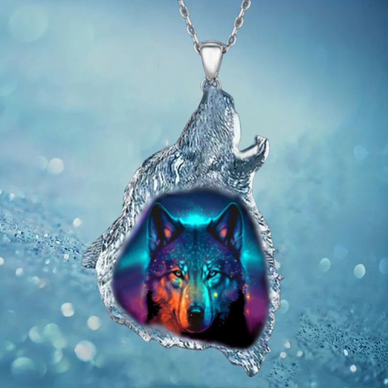 Girl's Wolf King Head Pendant Necklace Banquet Party Jewelry