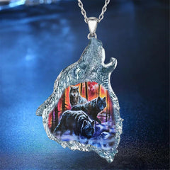 Girl's Wolf Pack Howling Pendant Necklace Dinner Jewelry