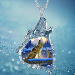 Girl's Wolf King Father And Son Pendant Necklace for Banquet Party