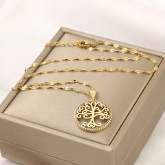 Girl's Hollow Celtic Tree Of Life Pendant Necklace