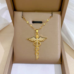 Girl's Rotating Dragonfly Cross Necklace for Wedding Jewelry
