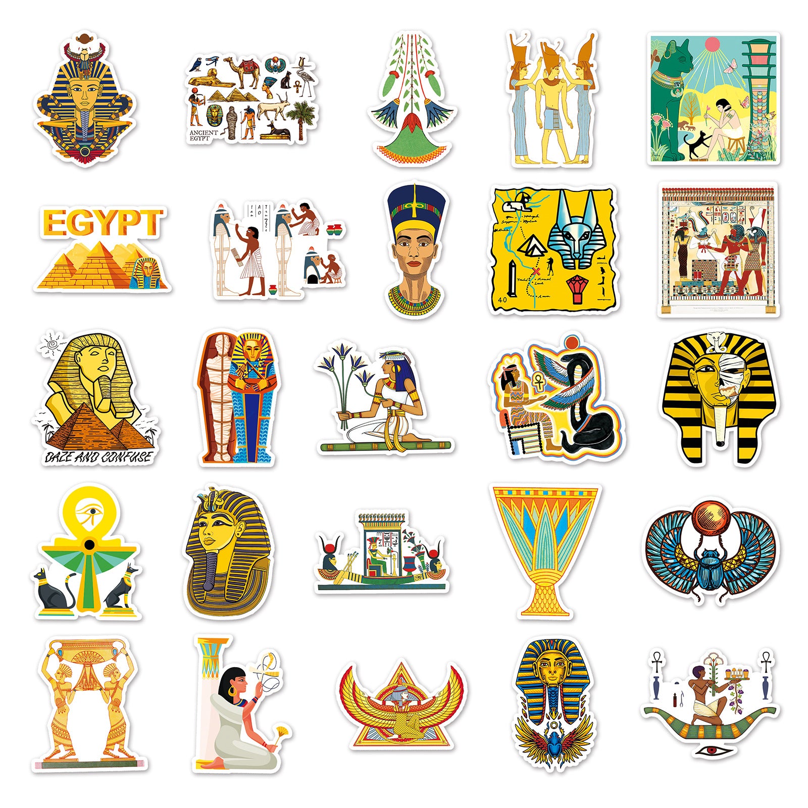 50pcs Mysterious Egypt Cartoon Stickers Decorative DIY Creative Toys