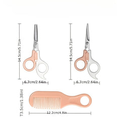 3pcs Baby Hair Cutting Tools Set, Tooth Scissors, Flat Scissors, Comb Safe Kit