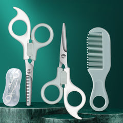 3pcs Baby Hair Cutting Tools Set, Tooth Scissors, Flat Scissors, Comb Safe Kit