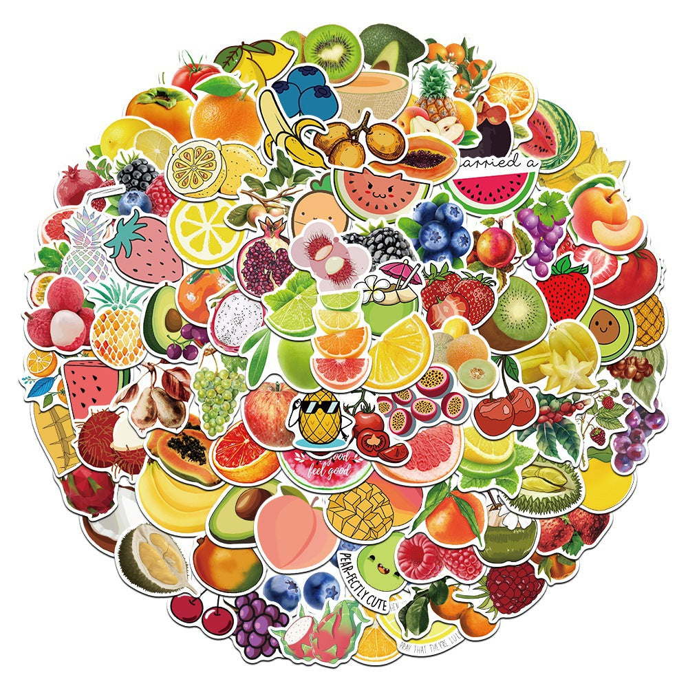 100pcs Cartoon Fruit Stickers Waterproof Vinyl Stickers For Water Bottle Laptop