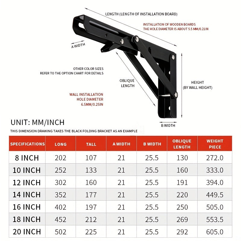 Heavy Duty Foldable L Shelf Brackets for DIY Shelves & Tables