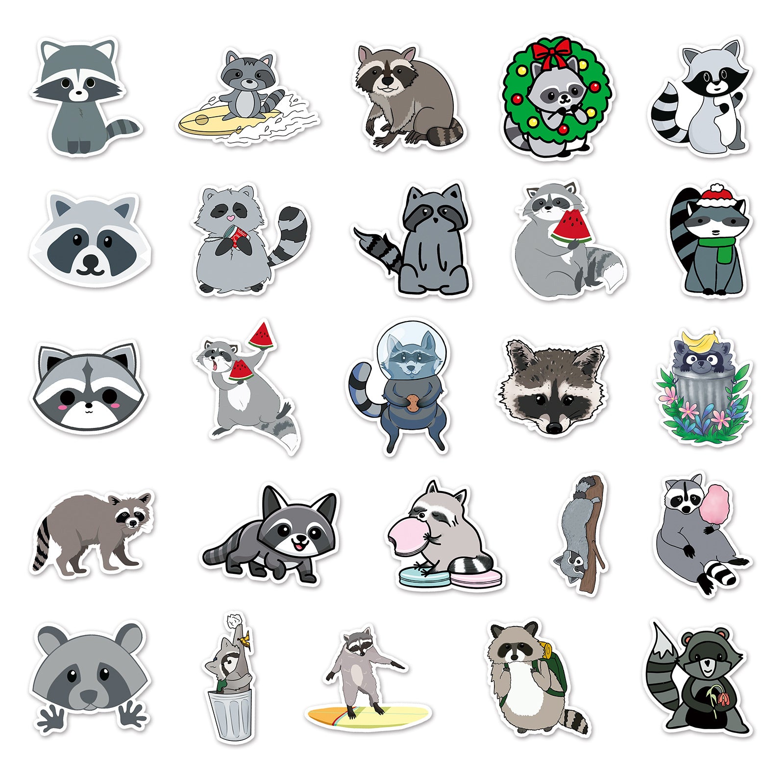 50pcs Little Raccoon Waterproof Stickers Motorcycle Laptop Helmet M