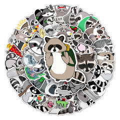 50pcs Little Raccoon Waterproof Stickers Motorcycle Laptop Helmet M