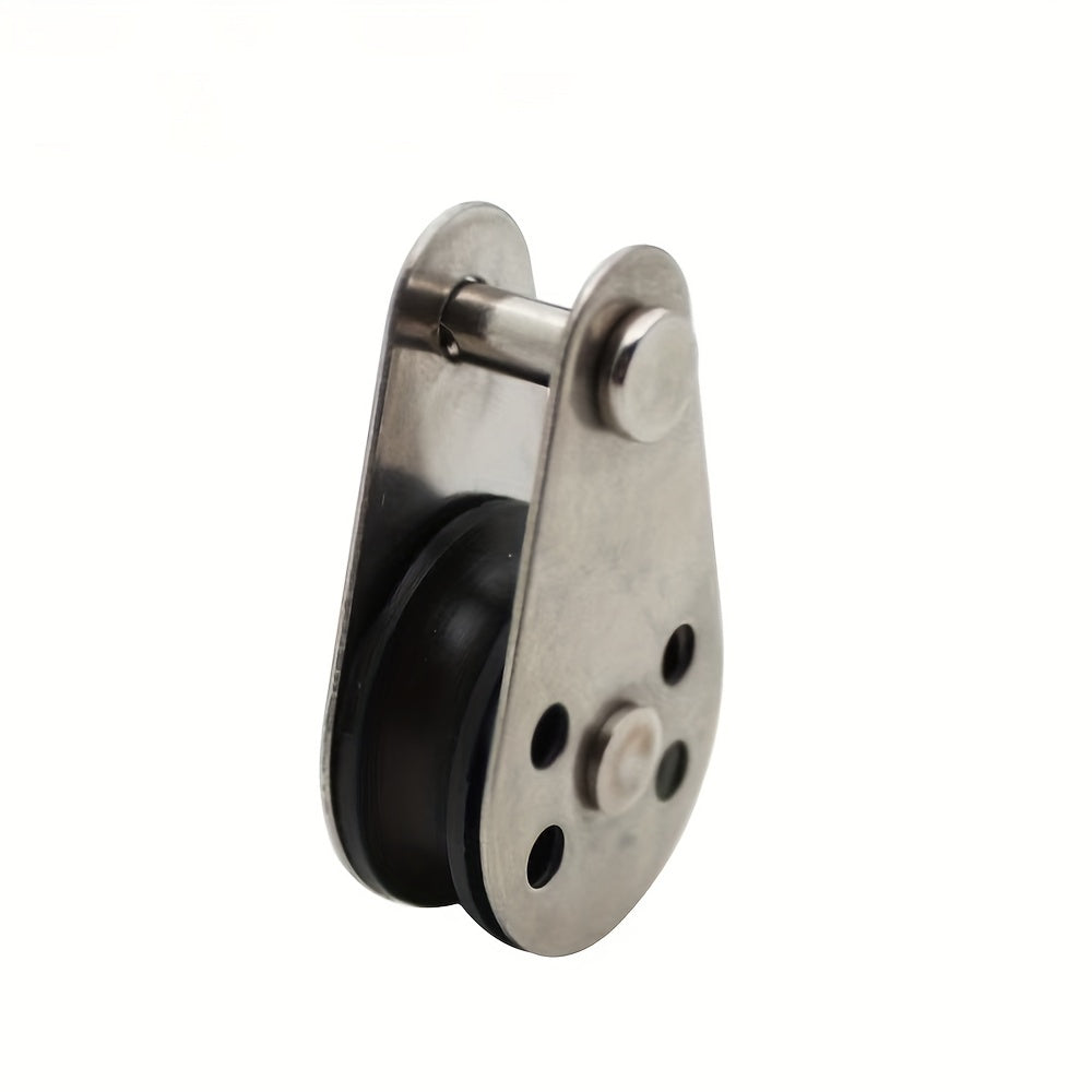 316 Stainless Steel Swivel Eye Wire Rope Pulley Block Single Wheel Nylon Sheave