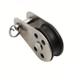 316 Stainless Steel Swivel Eye Wire Rope Pulley Block Single Wheel Nylon Sheave
