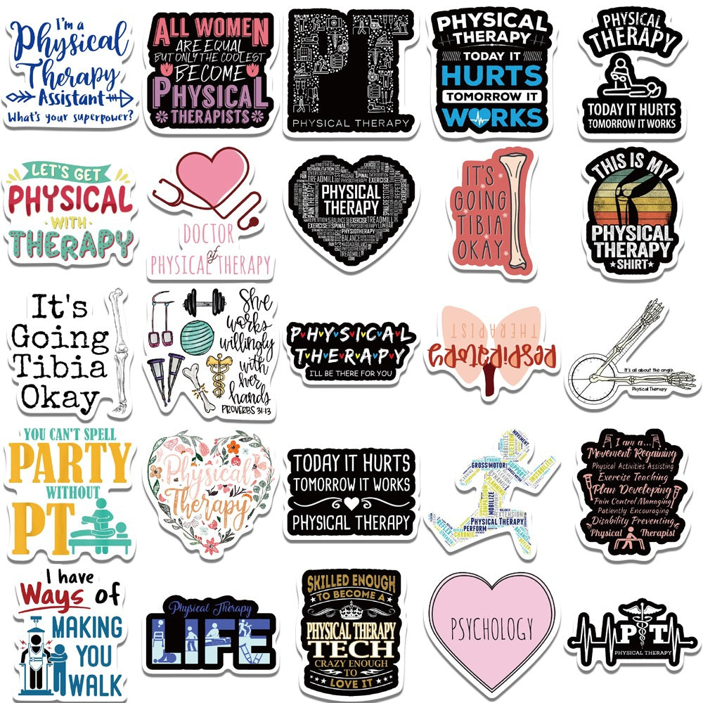 50pcs World Physical Therapy Stickers Waterproof Vinyl Stickers For Adults