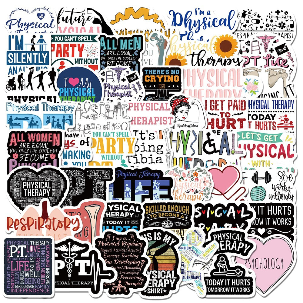 50pcs World Physical Therapy Stickers Waterproof Vinyl Stickers For Adults