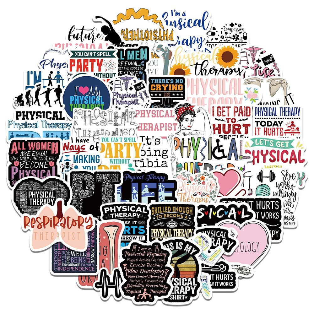 50pcs World Physical Therapy Stickers Waterproof Vinyl Stickers For Adults