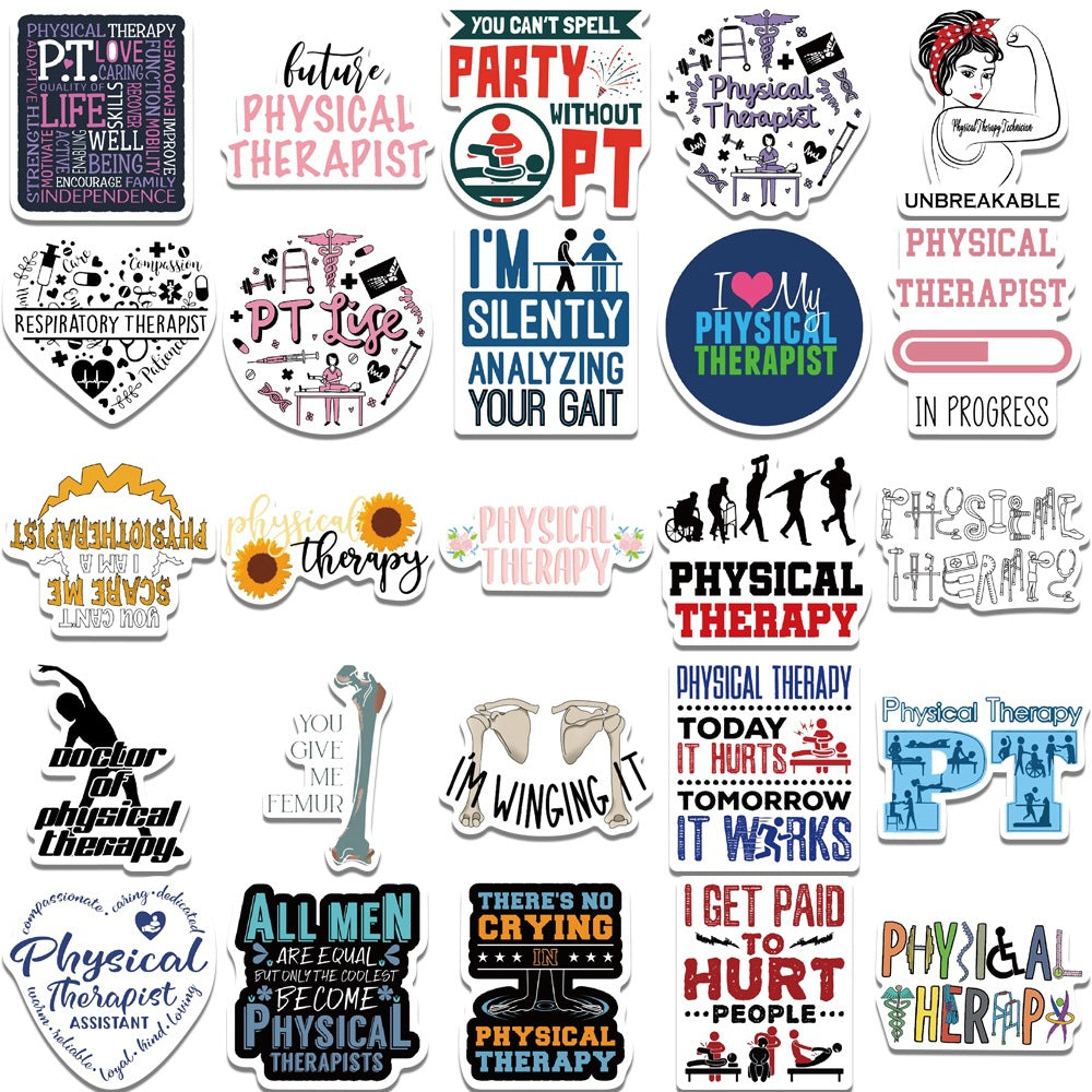 50pcs World Physical Therapy Stickers Waterproof Vinyl Stickers For Adults