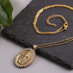 Girl's Lucky Virgin Mary Pendant Necklace Christian Jewelry