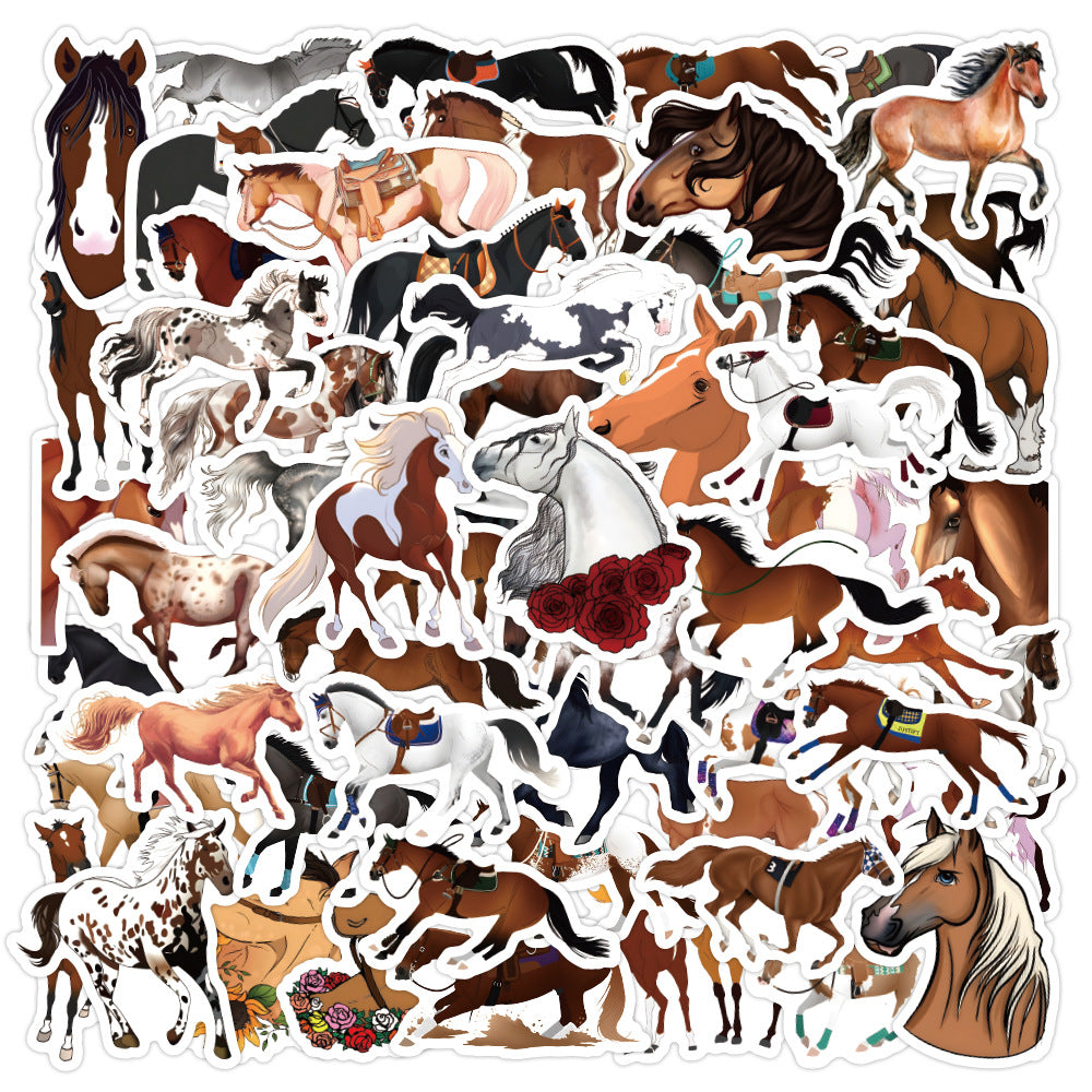 60pcs Horse Graffiti Stickers Pack Waterproof Vintage Bumper Stickers