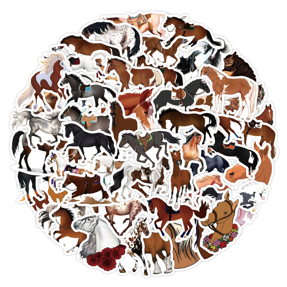 60pcs Horse Graffiti Stickers Pack Waterproof Vintage Bumper Stickers
