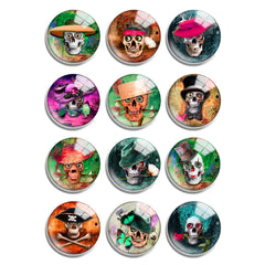 12pcs Halloween Skull Glass Refrigerator Magnets