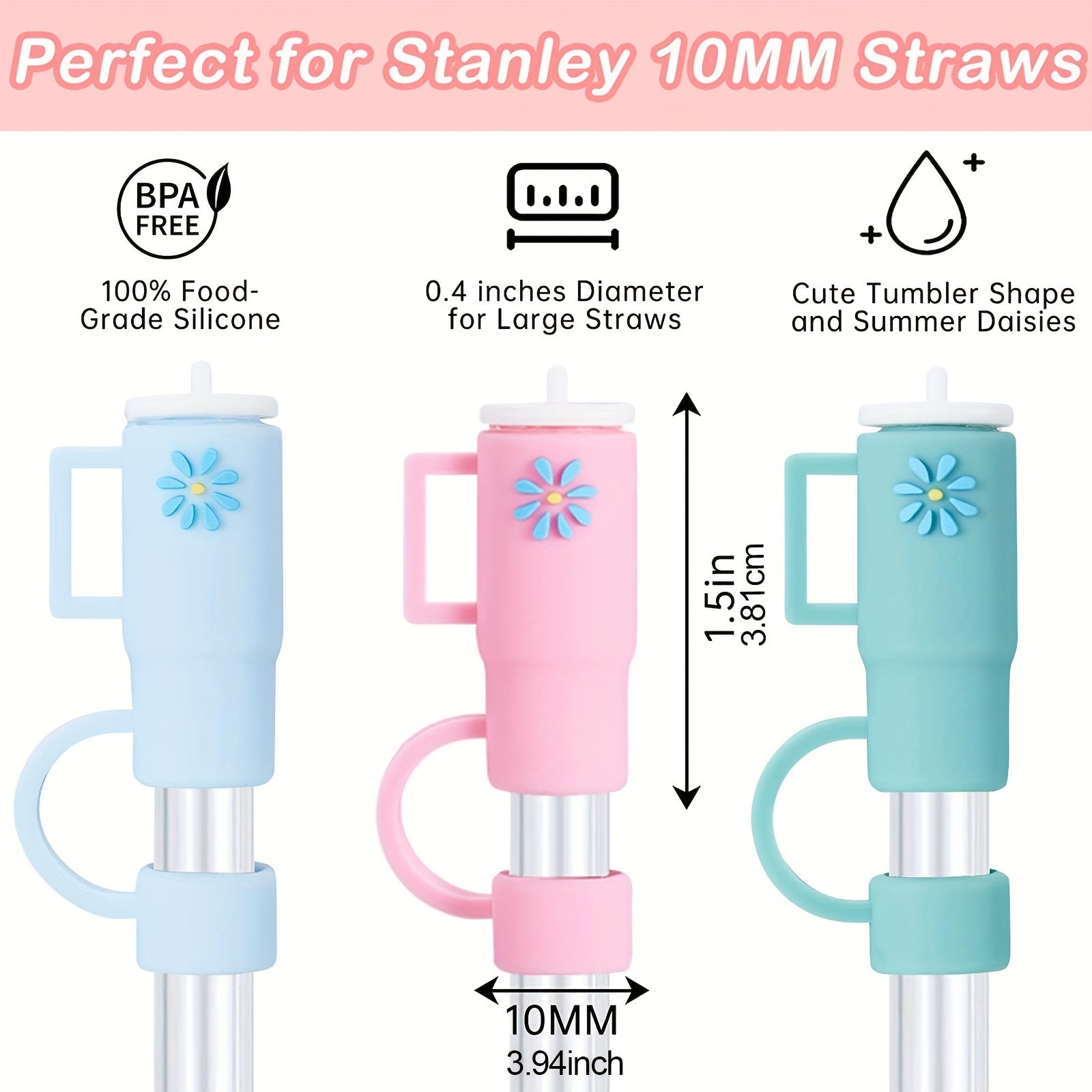 10pcs Colorful Straw Cover Caps For 30oz 40oz Tumbler