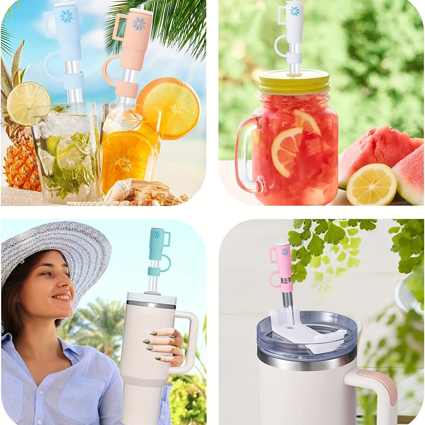 10pcs Colorful Straw Cover Caps For 30oz 40oz Tumbler