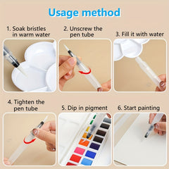 Watercolor Brushes Set 15-Inch Total Length High Nylon Large Capacity