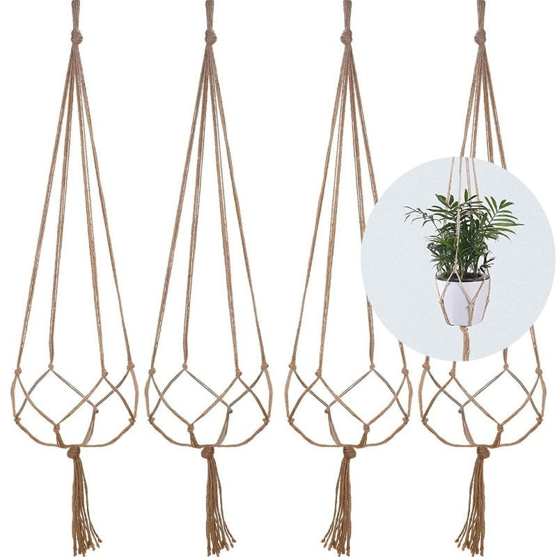 Greening Flower Pots Hemp Rope Hanging Nets Hand Woven