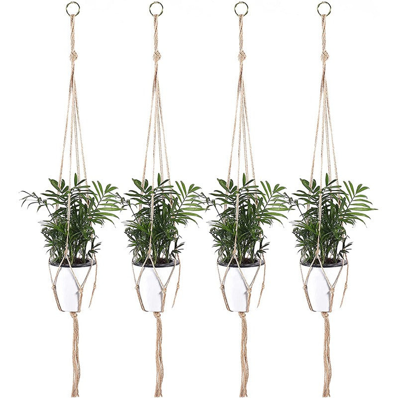 Greening Flower Pots Hemp Rope Hanging Nets Hand Woven