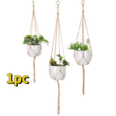 Greening Flower Pots Hemp Rope Hanging Nets Hand Woven