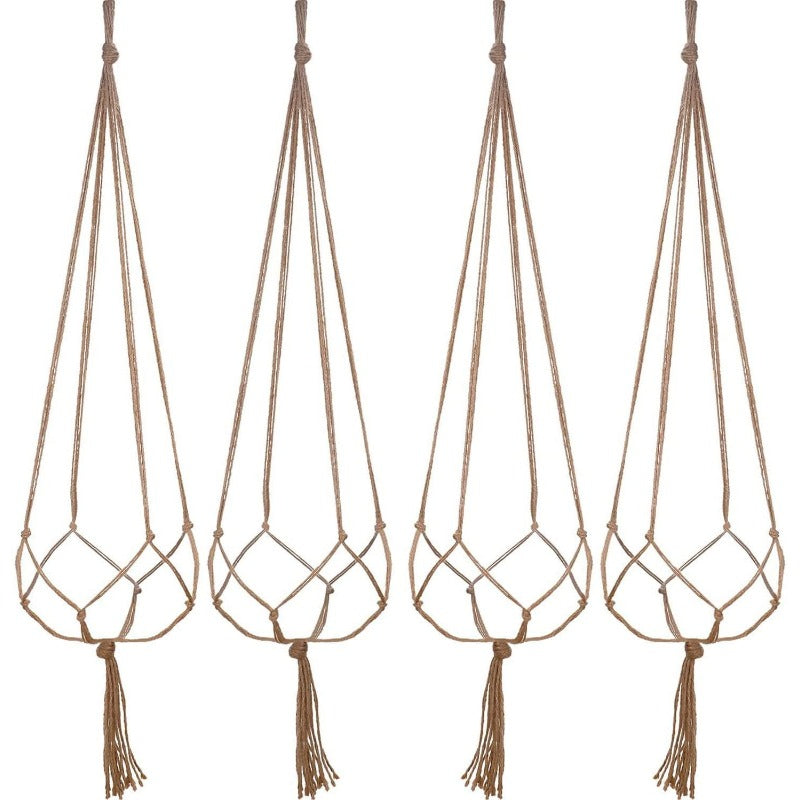 Greening Flower Pots Hemp Rope Hanging Nets Hand Woven
