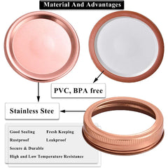 24 Pcs Split Type Leak Proof Mason Jar Lids & Rings - Stainless Steel