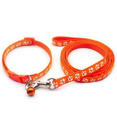 Paw Pattern Pet Collar & Leash Set for Outdoor