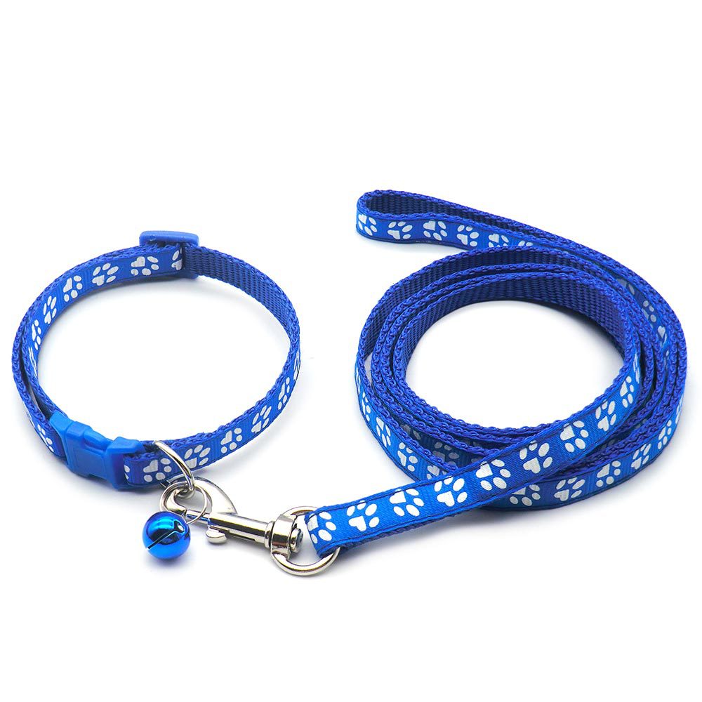 Paw Pattern Pet Collar & Leash Set for Outdoor