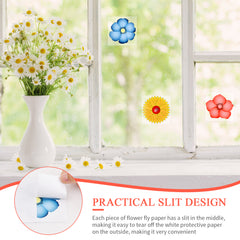 30Pcs Floral Style Fruit Fly Trap Window Sticker No Toxic Fly Paper For Home