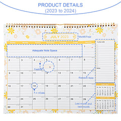 18-Month Wall Calendar Jul-Dec Binding Planner Desktop Calendar