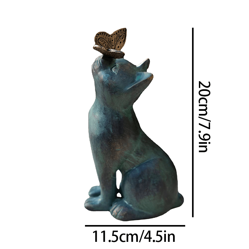 Cat With Butterfly Resin Ornament Decoration