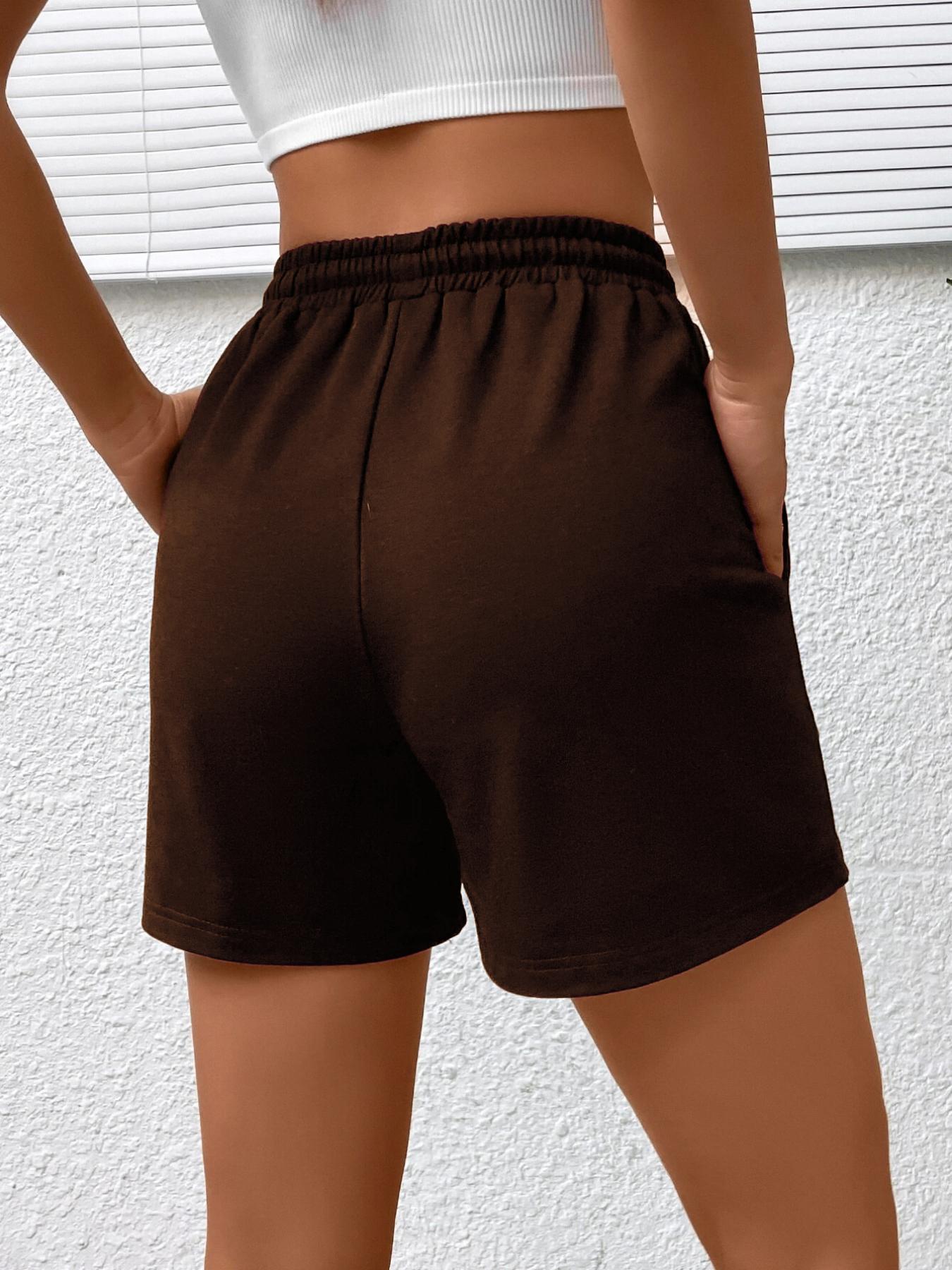 Coconut Tree Print High Rise Plus Size Sports Shorts