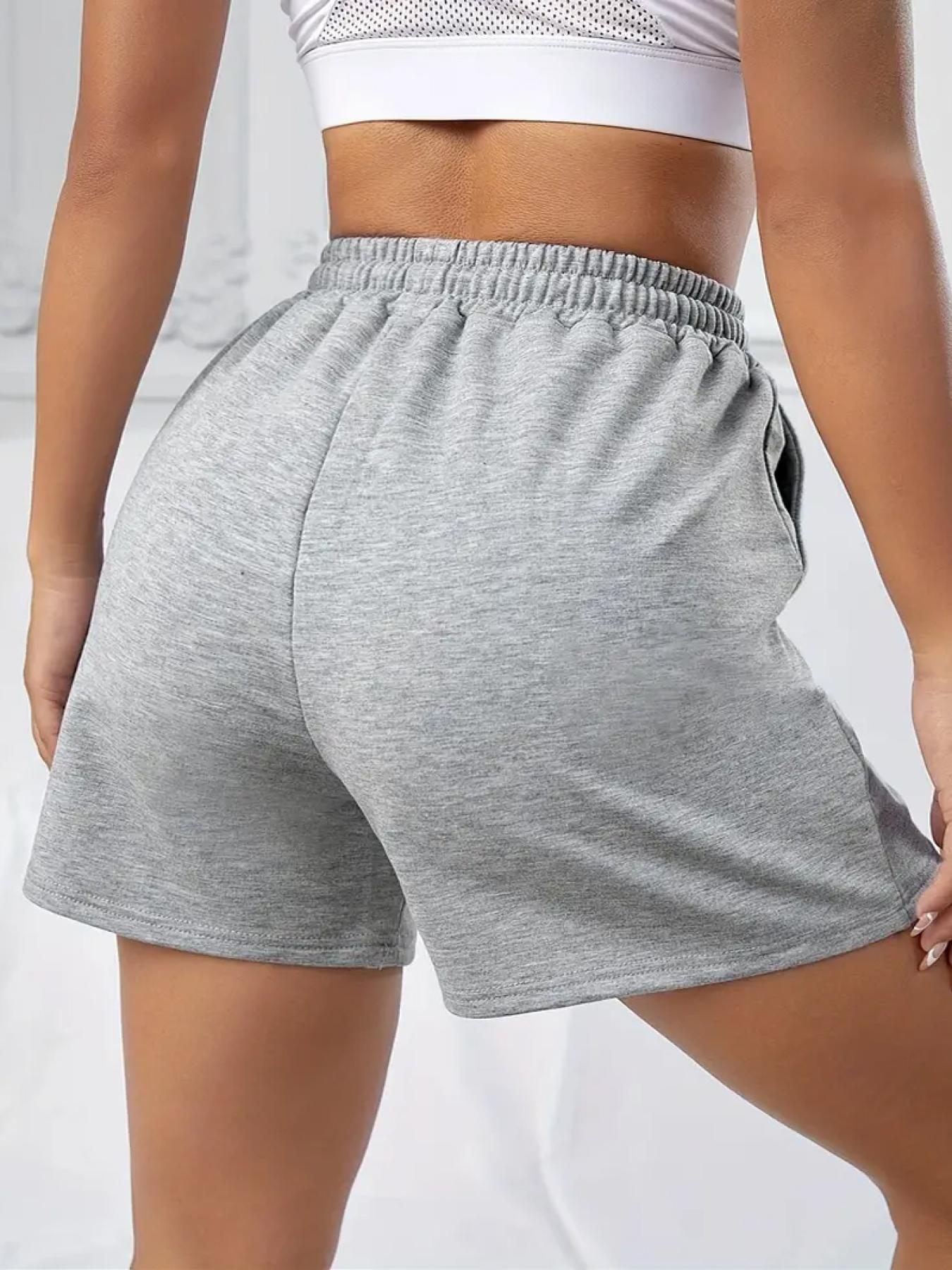 Coconut Tree Print High Rise Plus Size Sports Shorts
