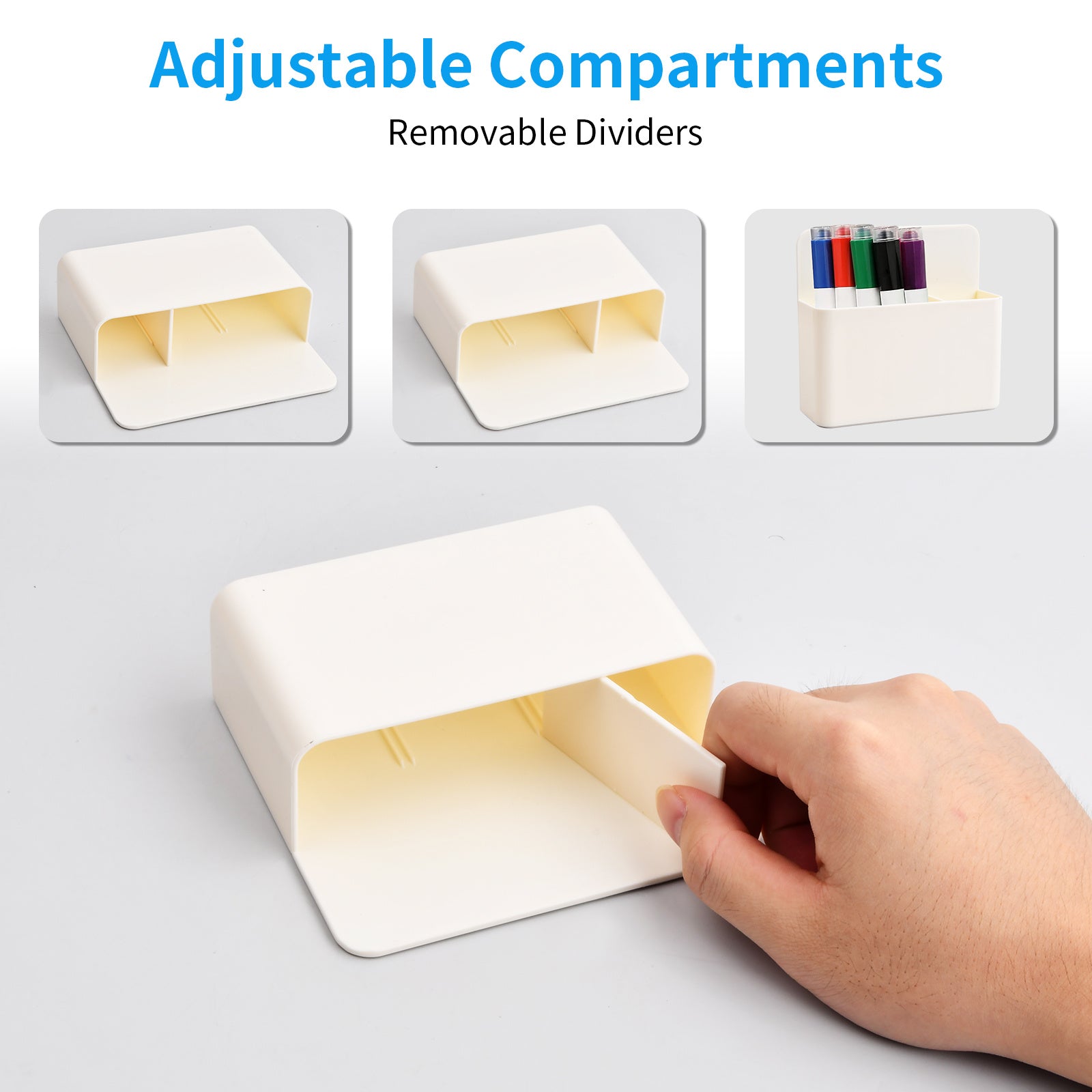 Magnetic Marker Holder Organizer Cup w/2 Erasers for Whiteboard Refrigerator