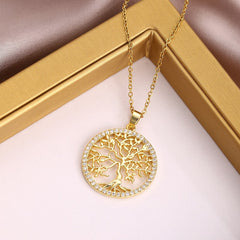 Girl's Zircon Tree Of Life Necklace Jewelry Gift for Her