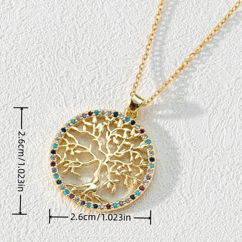 Girl's Zircon Tree Of Life Necklace Jewelry Gift for Her