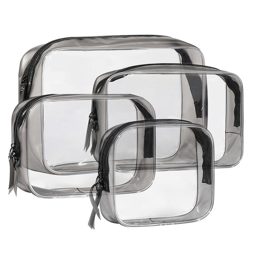 4PCS Transparent PVC Storage Bag Beauty Case Toiletry Bag Zipper Pouch
