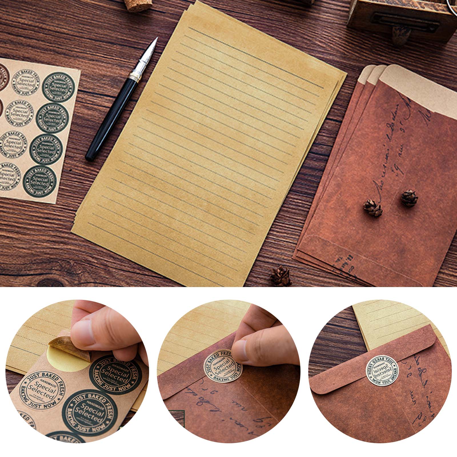 Vintage Letter Head & Envelopes Set, 32 Sheets A5 Lined