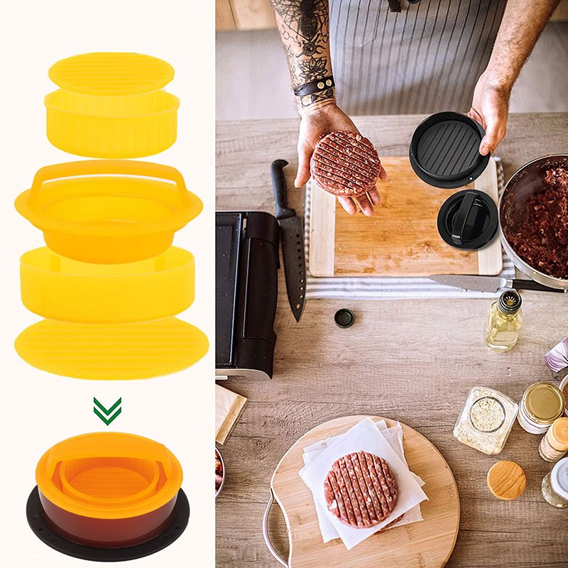 Burger Meat Press Combo w/ Patty Paper, Manual Burger Mold Non-stick