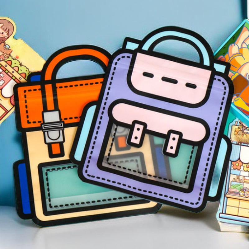10pcs School Bags Cookie Candy Plastic Zipper Bags for Party Decors