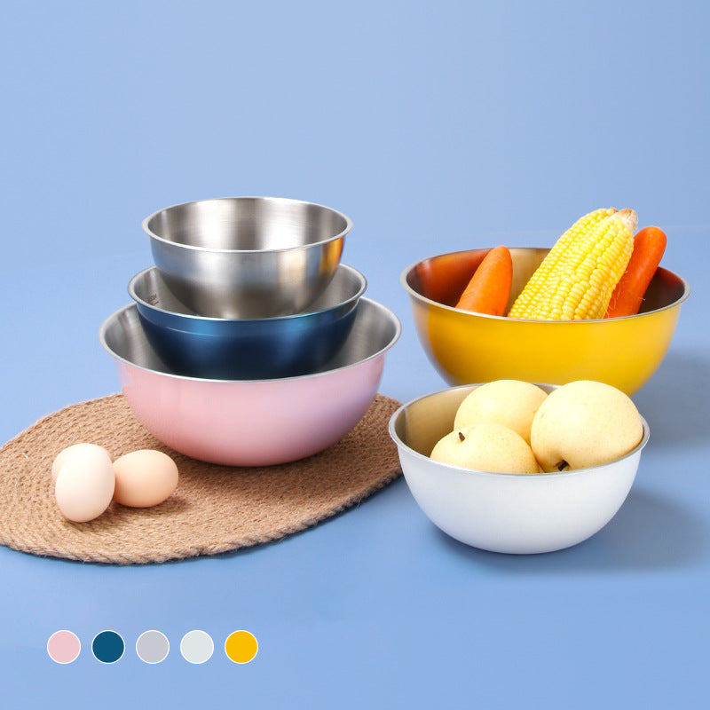 3pc Stainless Steel Mixing Bowl Set for Food Storage & Meal Prep