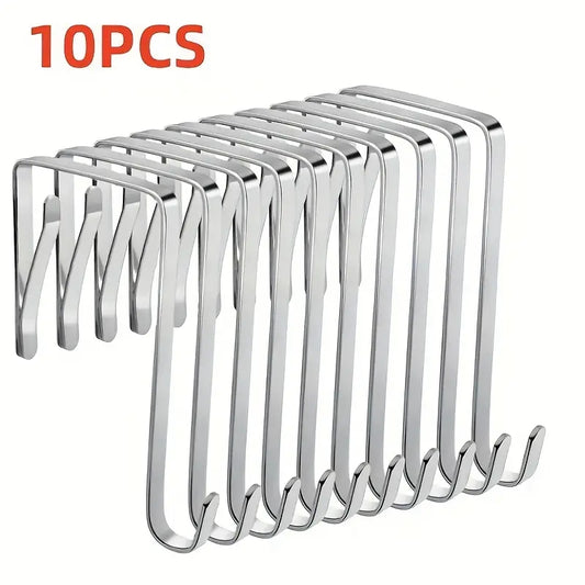 10pcs Single Hook Over The Door Metal Hanging Hook For Home Storage