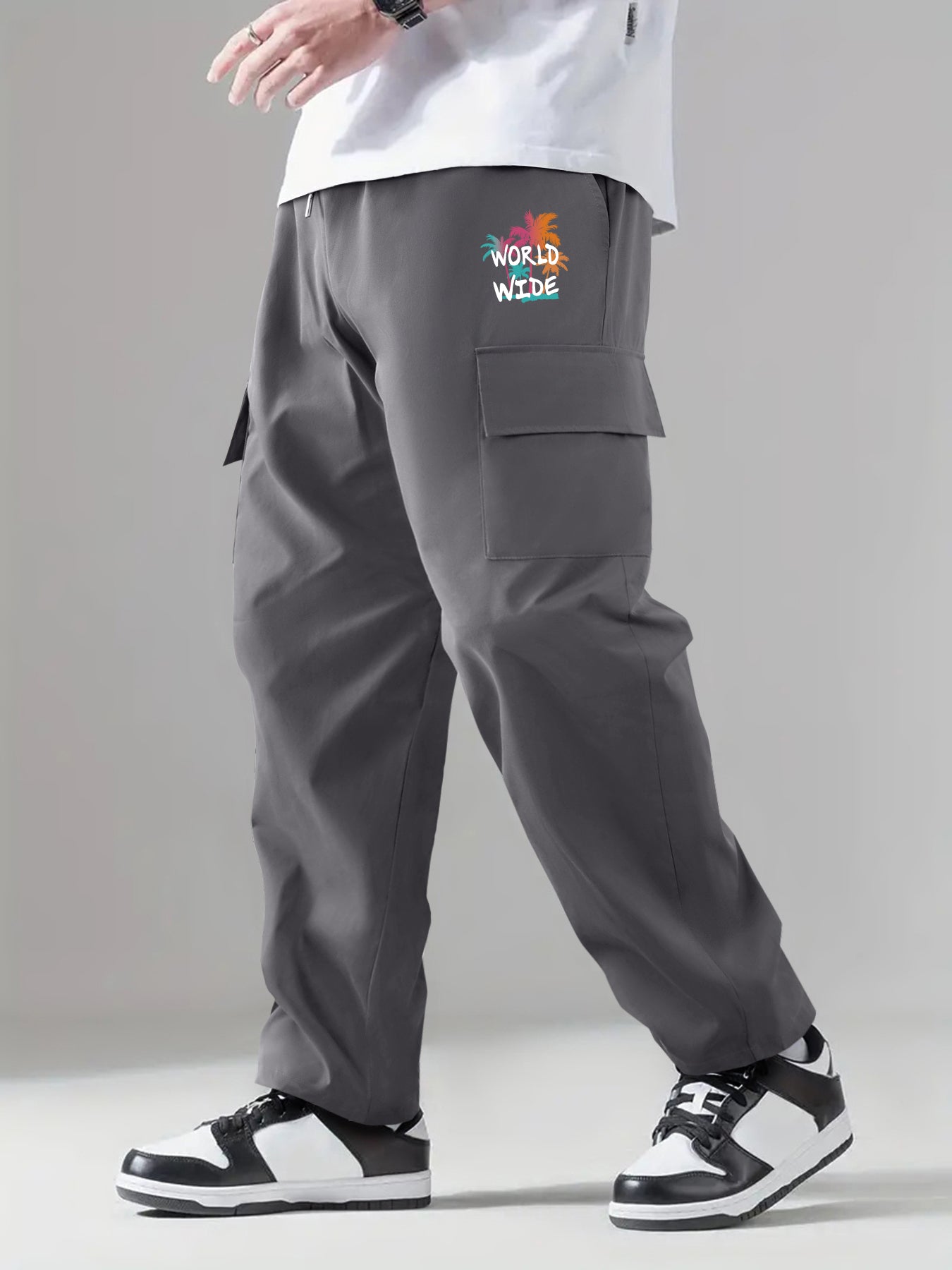 Men's Printed Cargo Pants Street Style Pocket Stretch Casual Pants